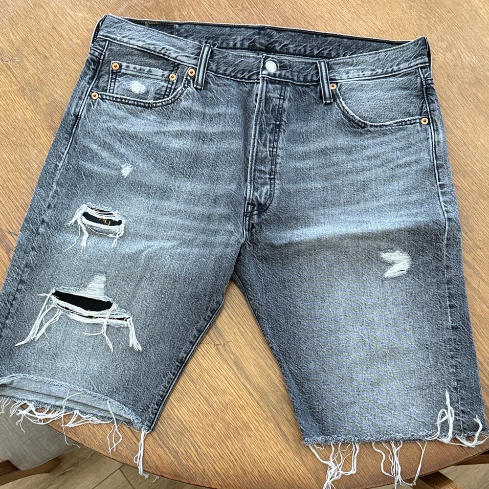 Levi's Black Distressed Jean Shorts